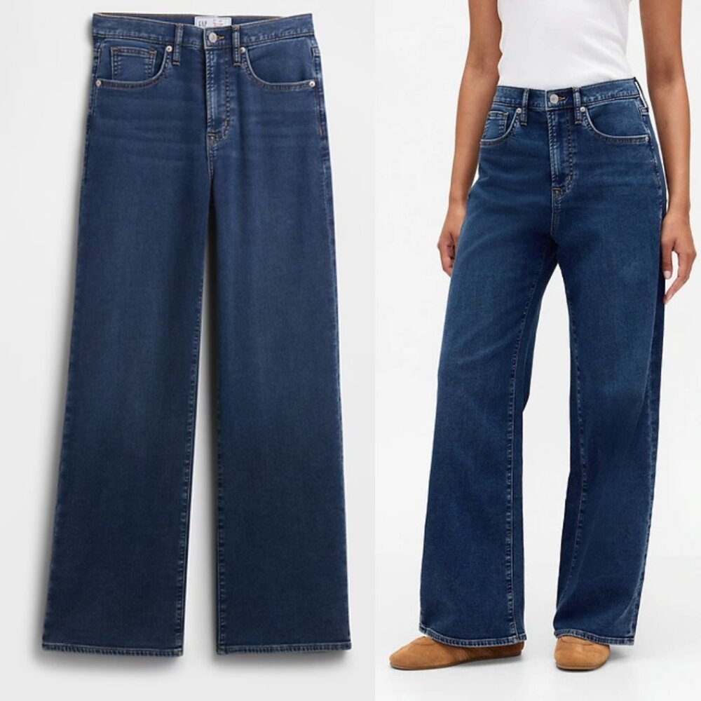 GAP FACTORY HIGH RISE WIDE LEG SWEATPANT JEANS - SIZE 10 / 30